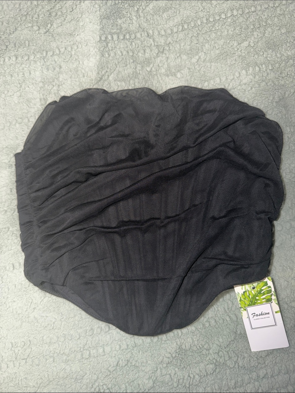 Black Strapless Ruched Bandeau Top